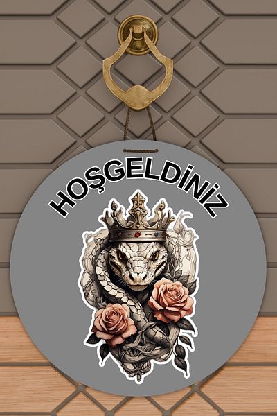 Rugmood Μοντέρνο Στολίδι Πόρτας Γκρι Δάπεδο Τριαντάφυλλο Φιδάκι Στολίδι Εξωτερικής Πόρτας