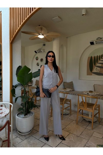Çnru Double Suit with Pant and Vest with Pocket Look Detail