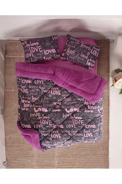 Rell Home Double Double Sided - Soft Plush Welsoft Quilt & 2 Pillowcases - Fluffy 195X215 cm