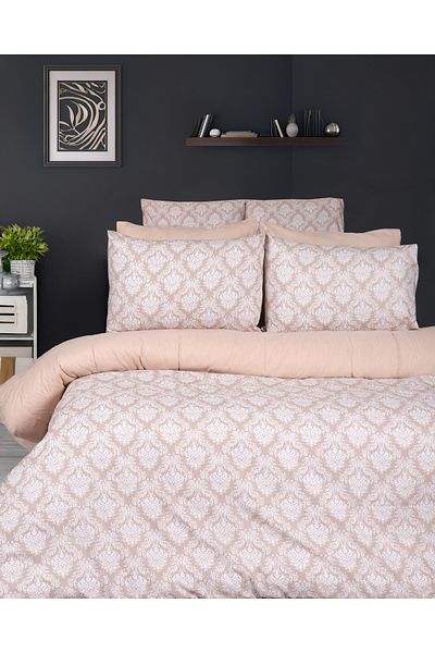 ÇIQRIK HOME Σετ Παπλωματοθήκη Διπλό Ranforce με Ελαστικά Σεντόνια Damask Pattern
