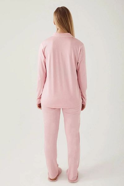 Pierre Cardin Set de pijamale pentru femei Dusty Rose Modal & Bumbac, mâneci lungi, nasturi în față, R.O.7.7.Z.E.1.7.L.T.