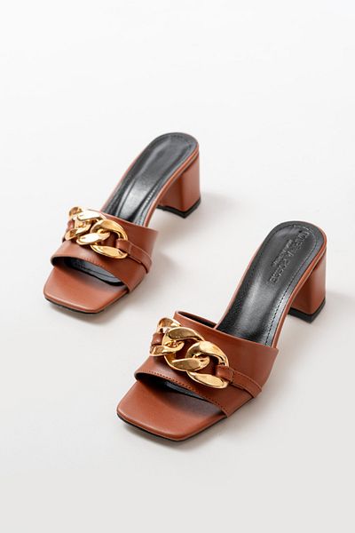 marinarosse Women's Bella Tan Chain Buckle Detailed Slippers