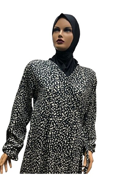 eflin Ρούχα Χιτζάμπ Φόρεμα προσευχής - Μαύρο/Κρεμ, Μοτίβο Κακλιτάσι, Συρόμενο με δαντέλα