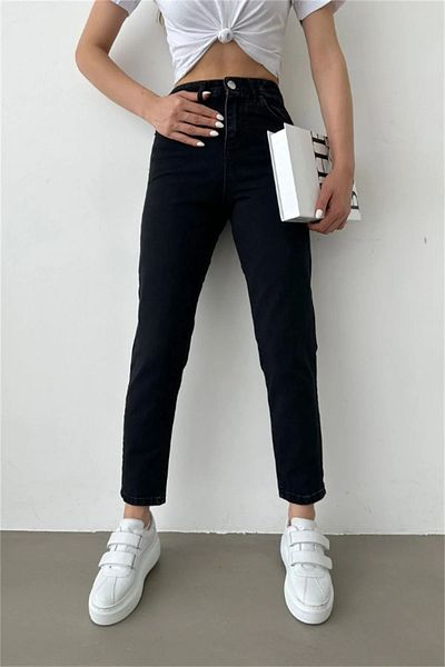 LİMABEL Milano Mystery Zaha Dores - Black High Waist Power Lycra Mom Jean 2025 Women Boyfriends Jeans