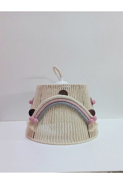 C&A&B KUZEY AVİZE Ecru Macrame - Rope Wrapped, Applique and Sequined Girl's Room Baby Kids Design Pendant Lamp Chandelier