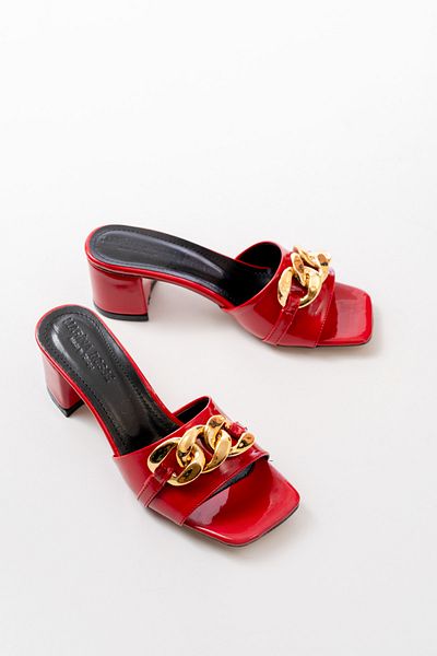 marinarosse Women's Bella Red Chain Buckle Detailed Slippers