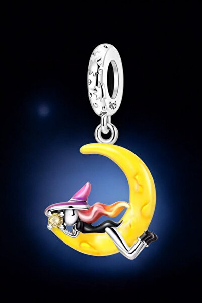 La'Vanti Designs Ay Tatlı Cadı Çok Değerli Sitri Pırlanta Taşlı 925 Ayar Saf Gümüş Charm