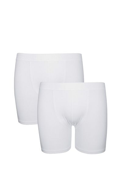 Kom Ανδρικά μποξεράκια White Modal Fabric - Πακέτο 2, Μακρύ Πόδι, Βαμβάκι και Lycra KQ.O.1K.M2.K3