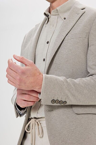 ALTINYILDIZ CLASSICS KHaki Men's Blazer - 360 Stretch, Slim Fit, Mono Collar