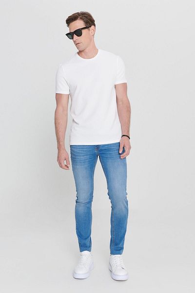 AC&Co / Altınyıldız Classics Ανδρικό ανδρικό μπλουζάκι Slim Fit Slim Fit Modal Crew Neck Soft Key Flexible Basic T-shirt