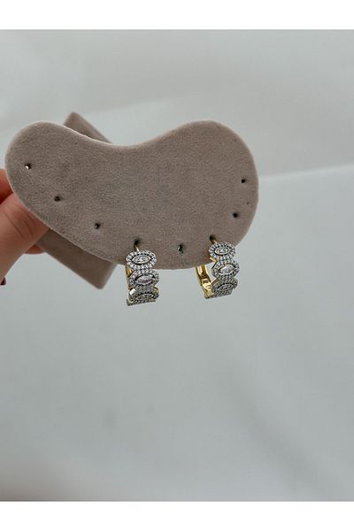 Jerie Mix Color Zircon Stone Oval Design Hoop Earrings
