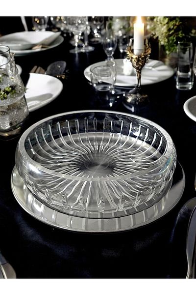 AYZ HOME Salad Bowl with Crystal Glass Tray - Tableware Presentation Bowl with Plate