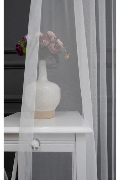 NP Narin Home Grek Tulle (1/3) Fusta cu pliuri frecventate Cortina din tul plină de plumb, potrivită pentru orice cameră,