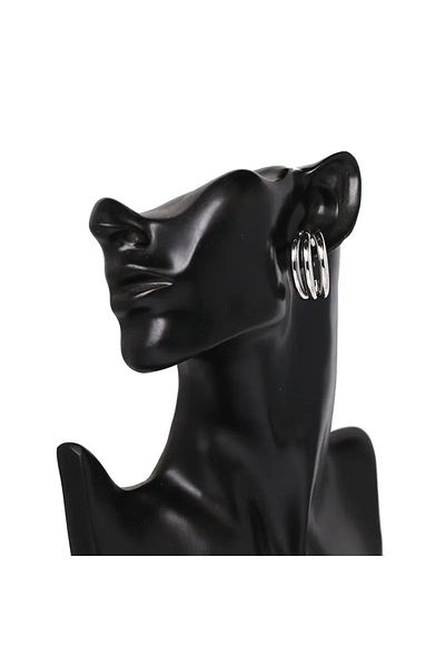 QAYYO Three Row Cutout Hoop Women's Steel Earrings