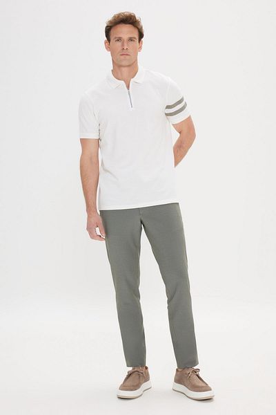 ALTINYILDIZ CLASSICS Tricou alb pentru bărbați, slim fit, 100% bumbac, cu gât polo