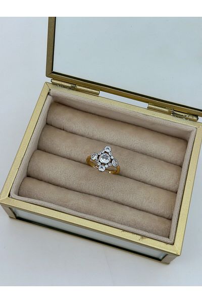 Jerie Gold Diamond Pattern Adjustable Ring