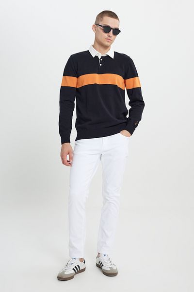 AC&Co / Altınyıldız Classics Pánský límec Polo límec normálního střihu Black-Hardal Standard Fit 100% bavlna Vzorovaný pletený svetr