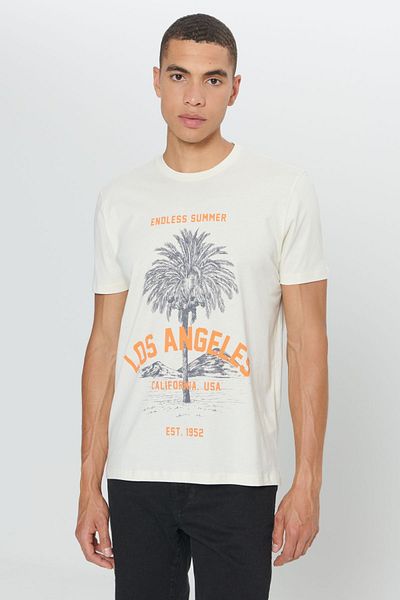 AC&Co / Altınyıldız Classics Ανδρικό T-shirt με λαιμόκοψη με κανονική εφαρμογή 100% βαμβακερό Soft Texture