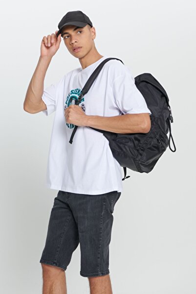 AC&Co / Altınyıldız Classics Ανδρικό λευκό μπλουζάκι Real Madrid με άδεια χρήσης Oversize Fit Loose Fit 100% Cotton Crew Neck T-shirt