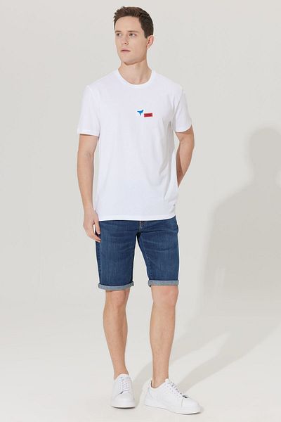 AC&Co / Altınyıldız Classics Ανδρικό Σκούρο Μπλε Slim Fit Slim Fit Βαμβακερό ελαστικό τζιν σορτς