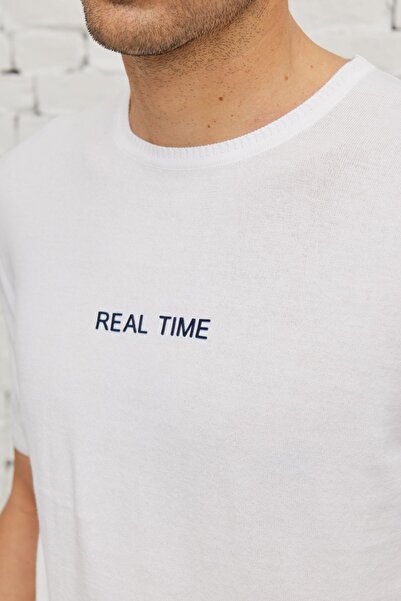 AC&Co / Altınyıldız Classics Ανδρικό μπλουζάκι πλεκτό με τυπωμένο 100% βαμβάκι με κανονική κοπή με λαιμόκοψη