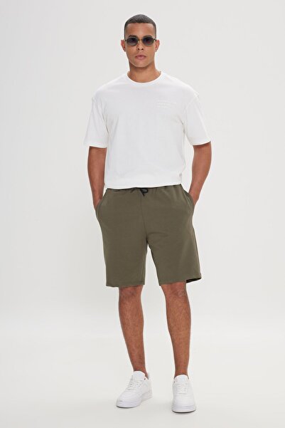 AC&Co / Altınyıldız Classics Men's Khaki Standard Fit Regular Cut Cotton Stretchy Knitted Shorts