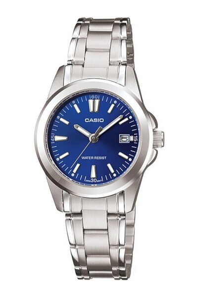 Casio Silver Color Women's Wristwatch with Dark Blue Cord