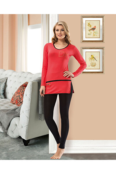 Genel Markalar İç Giyim Derya Kurşun Pamuk Kumaş Tayt'lı Pijama Takım