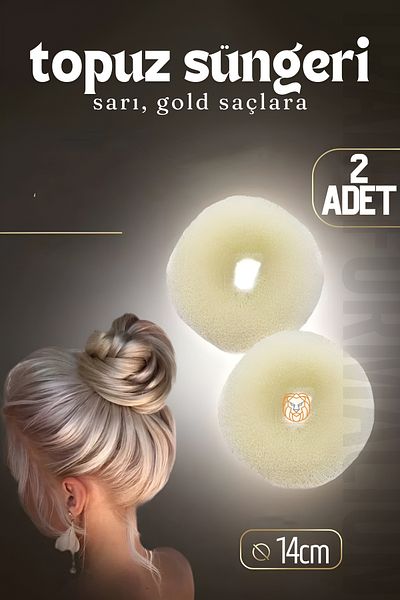 Transformacion Burete Coc Păr Auriu 2 BUC 14 CM Diametru 6 cm Grosime 721343