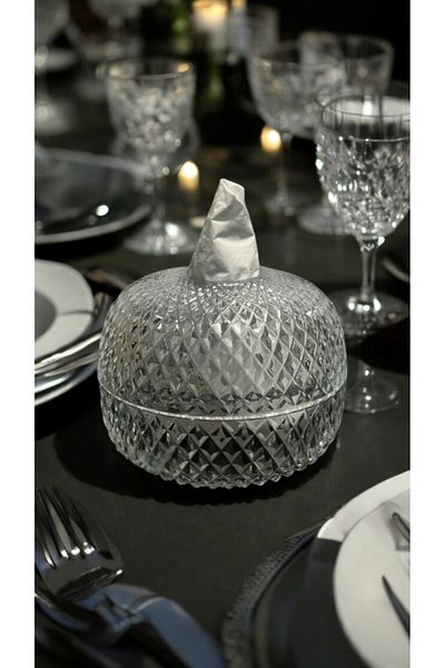 AYZ HOME Suport pentru șervețele cu design manual din sticlă de cristal/Invitație -Organizare-Nunta -Suport pentru șervețele de logodnă