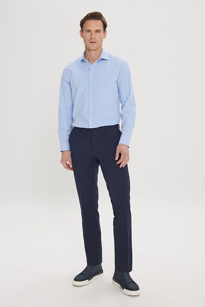 AC&Co / Altınyıldız Classics Férfi Slim Fit sötétkék rugalmas klasszikus nadrág