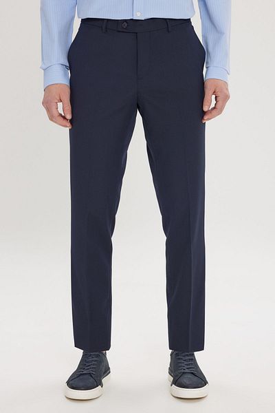 AC&Co / Altınyıldız Classics Pánské elastické klasické kalhoty námořnické modré Regular Fit Regular Střih s bočními kapsami