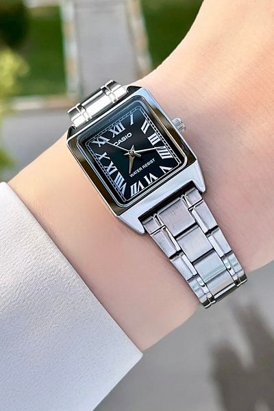 Casio Silver Color Women's Wristwatch with Black Cord