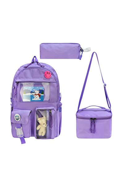 Kawai Kore Tarzı Okul Çantası Aksesuarlı Ortopedik Kız Çocuk Sırt Çantası Fol...