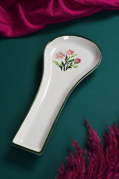 Piatti Naturali Ceramic Spring Pattern Dirty Spoon Holder Countertop Ladle Sp...