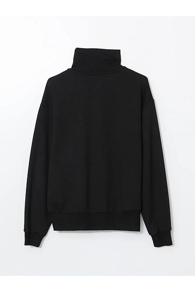 LC Waikiki Lcwaikiki Classic Black Stand Collar Oversize Women's Sweatshirt
