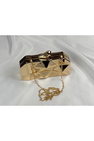 Store Prism Textured Gold Metal Evening Dress Bag