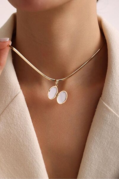 Sembol Gold Altın Resimli Kolye Vintage Form