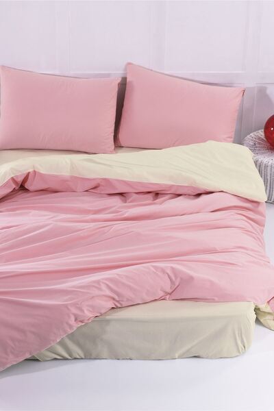 aytunç طقم غطاء لحاف Aytunç Nefise مصنوع من القطن بنسبة 100% بلون مسحوق مزدوج...