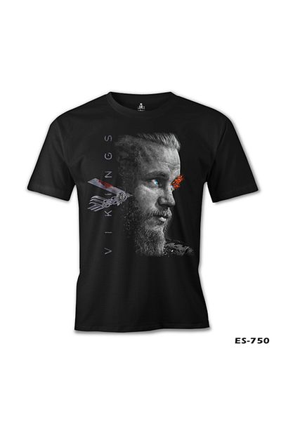 Lord T-Shirt تيشيرت رجالي أسود من Vikings - Ragnar II