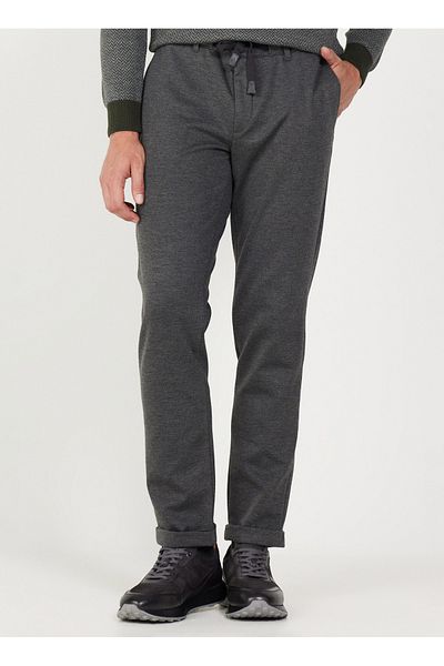 ALTINYILDIZ CLASSICS Six-Star Classics Elastic Waist Narrow Leg Slim Fit Gray Men's Trousers 4A 0124100025 _Grey