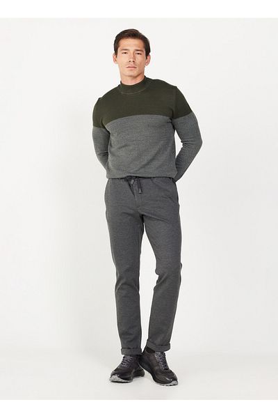 ALTINYILDIZ CLASSICS Six-Star Classics Elastic Waist Narrow Leg Slim Fit Gray Men's Trousers 4A 0124100025 _Grey