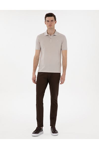 Pierre Cardin Καφέ Slim Fit 5 Pocket Chino Παντελόνι - 50271249 -vr029