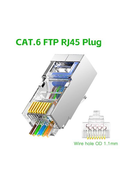 Choice 50 قطعة من موصلات الشبكة Cat6 المحمية Rj45 ذات الأطراف المطلية بالذهب 8p8c Rj45 UTP