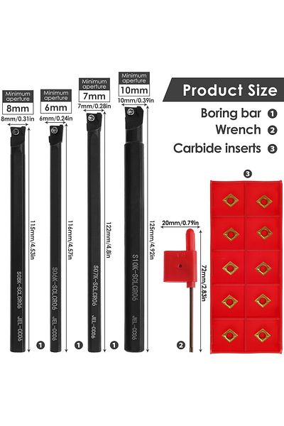Choice Set S06k/s07k/s08k/s10k-sclcr06 Lathe Boring Bar Turning Tool Holder With 10pcs Carbide Inserts Ccmt