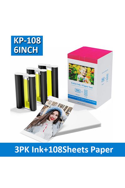 Choice خراطيش حبر Kp-108 Kp108in متوافقة مع ورق الصور Canon Selphy Cp مقاس 4"x6"Selphy Cp1300 Cp1200