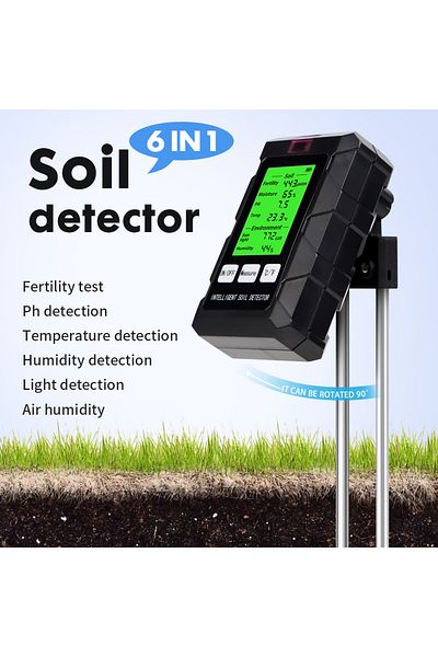 JUANJUAN Black 6-in-1 Digital Soil Tester