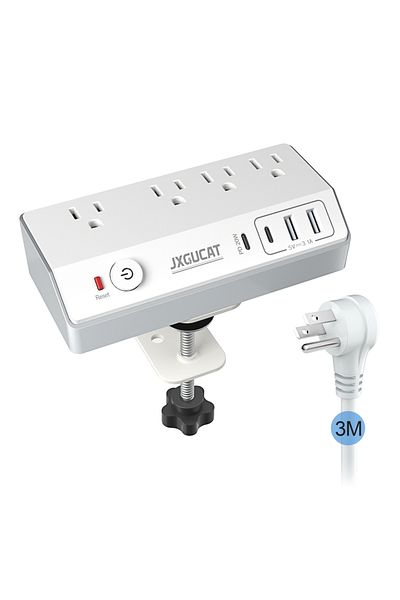 Choice 125v Us 4 White Us Desk Clamp Electrical Sockets With 4 Ac And 4 Usb Ports, Pd20w Usb-c Fast Chargin