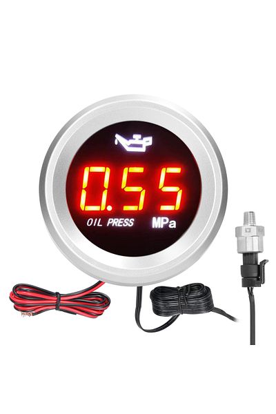 Choice 52mm Oil Pressure Gauge Car Digital Meter with LED Display 9-35V Vehicle with 1/8NPT Sensor Alarm...