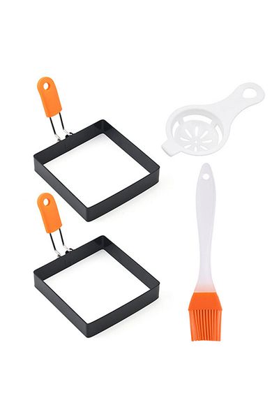 PGY 4pcs 3/4pcs Square Ring For Frying Egg 4inch Pancake Cooking Rings Omelet Maker Non Stick Stainless